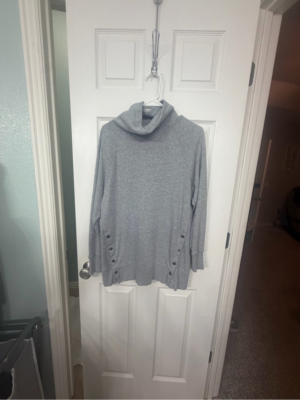 Maurices Gray Cowl Neck Tunic Sweater with Side Button Details